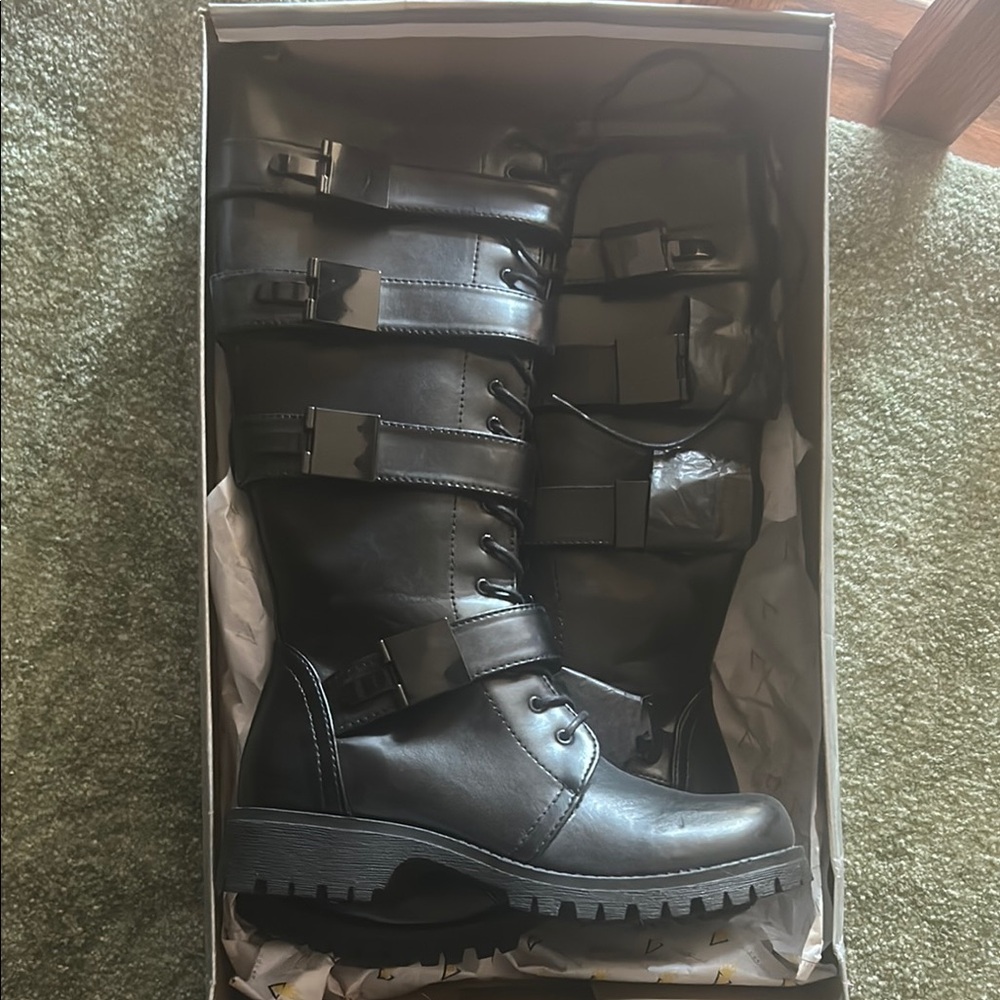 Black Buckle Combat Boots